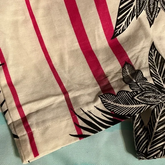 High-Rise Wide Leg Tropical Stripe Pants in Pink/White - Picture 11 of 16